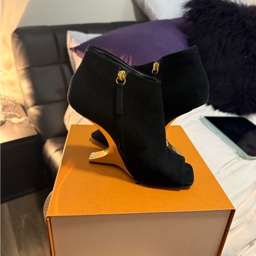 Giuseppe Zanotti Black and Gold Heeled Boots